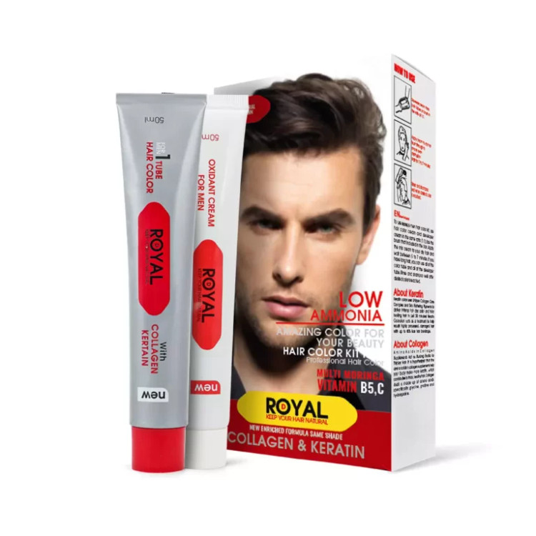 کیت رنگ مو قهوه ای طبیعی مردانه رویال کد 104