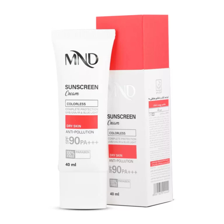 کرم ضد آفتاب با فاکتور حفاظتی 90 (SPF 90) مناسب پوست خشک بی رنگ ام ان دی 40 میلیلیتر