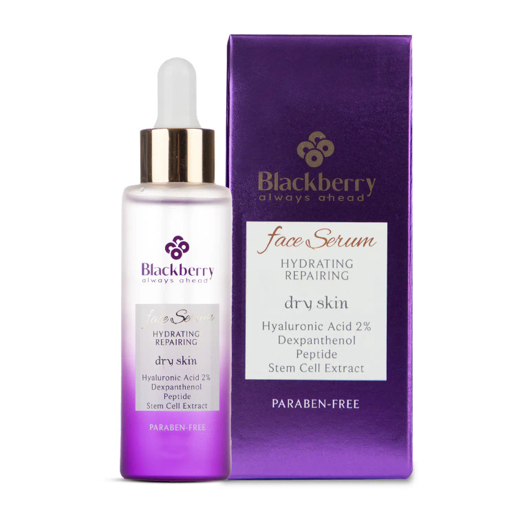 سرم صورت آبرسان و ترمیم کننده حاوی2%هیالورونیک اسید و دکسپانتنول مناسب پوست خشک بلک بری40میلیلیتر