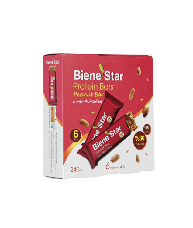 پروتئین بار بادام زمینی بسته ی 6عددی بین استار بیز